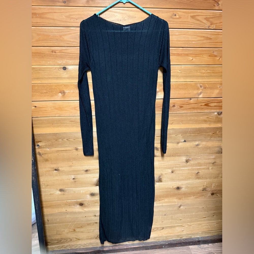 a new day Black Long Sleeve Ribbed Dress